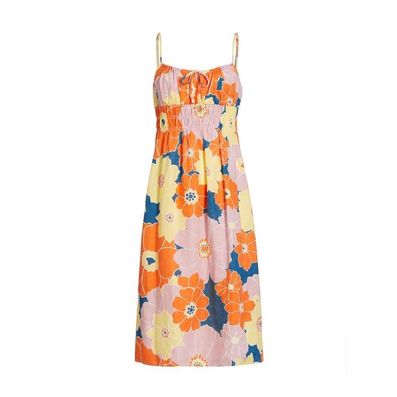 Rails 'Octavia' Yellow Elasticized Floral Midi-Dress Size M - Picture 1 of 4